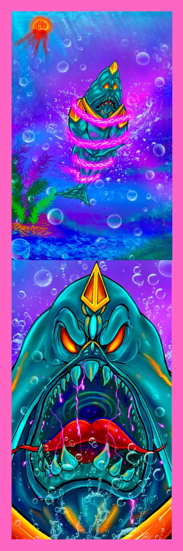 King Shreddrr Captured (pink border, 2 panels)