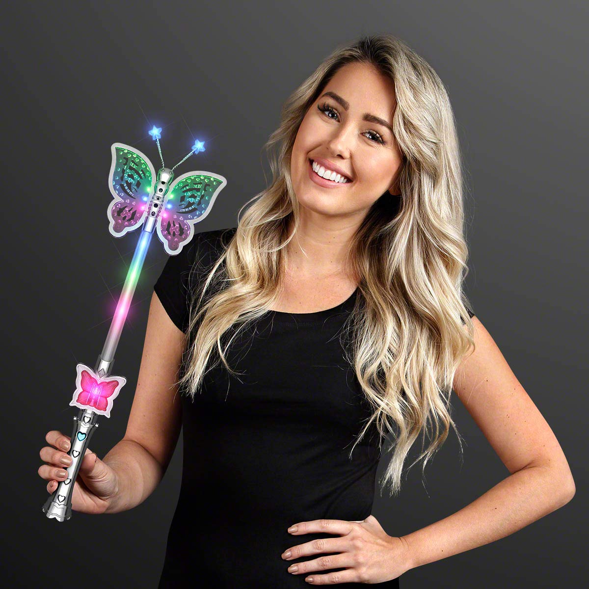 FlashingBlinkyLights Light Up LED Pretty Butterfly Fairy Wand for Girls