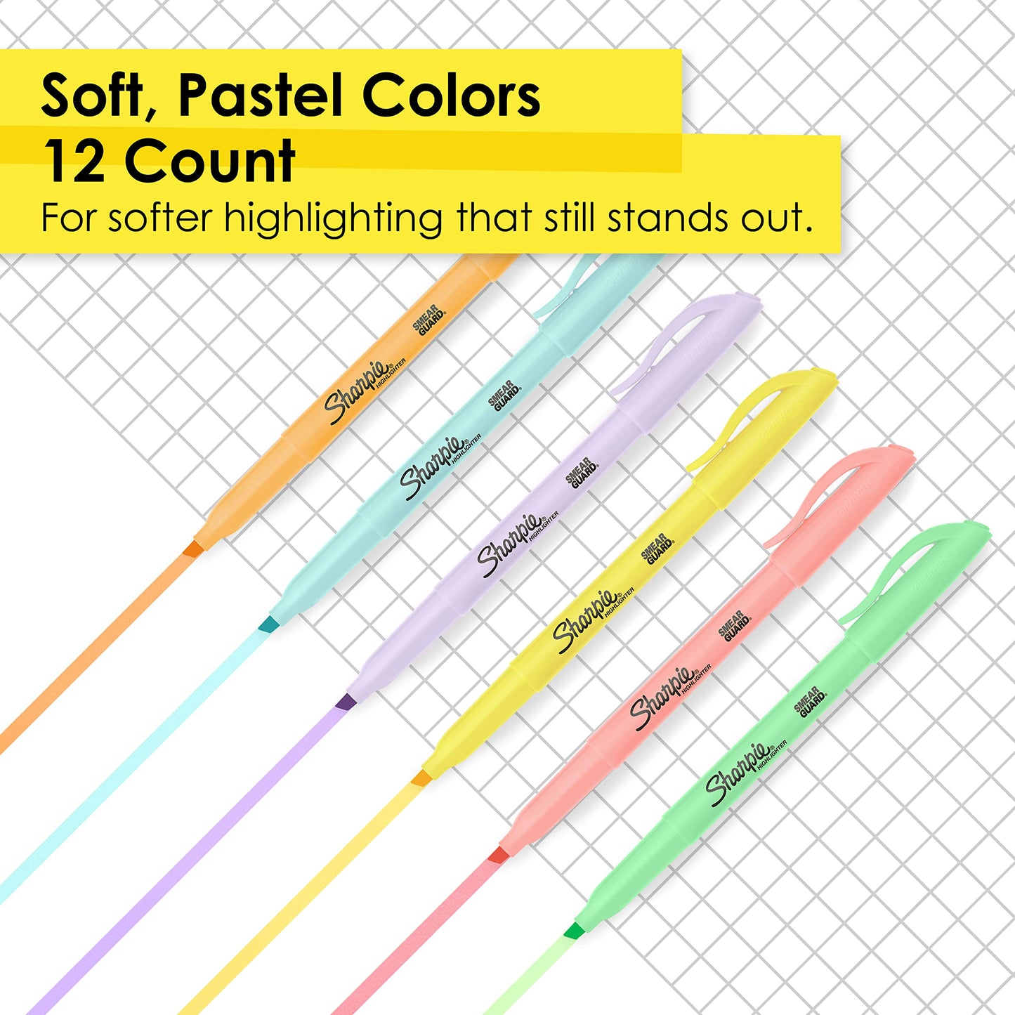 Sharpie Pocket Highlighters, Mild Pastel Colors, Assorted, Chisel Tip, 12 Count - School, Home, and Office Use, Teacher Supplies