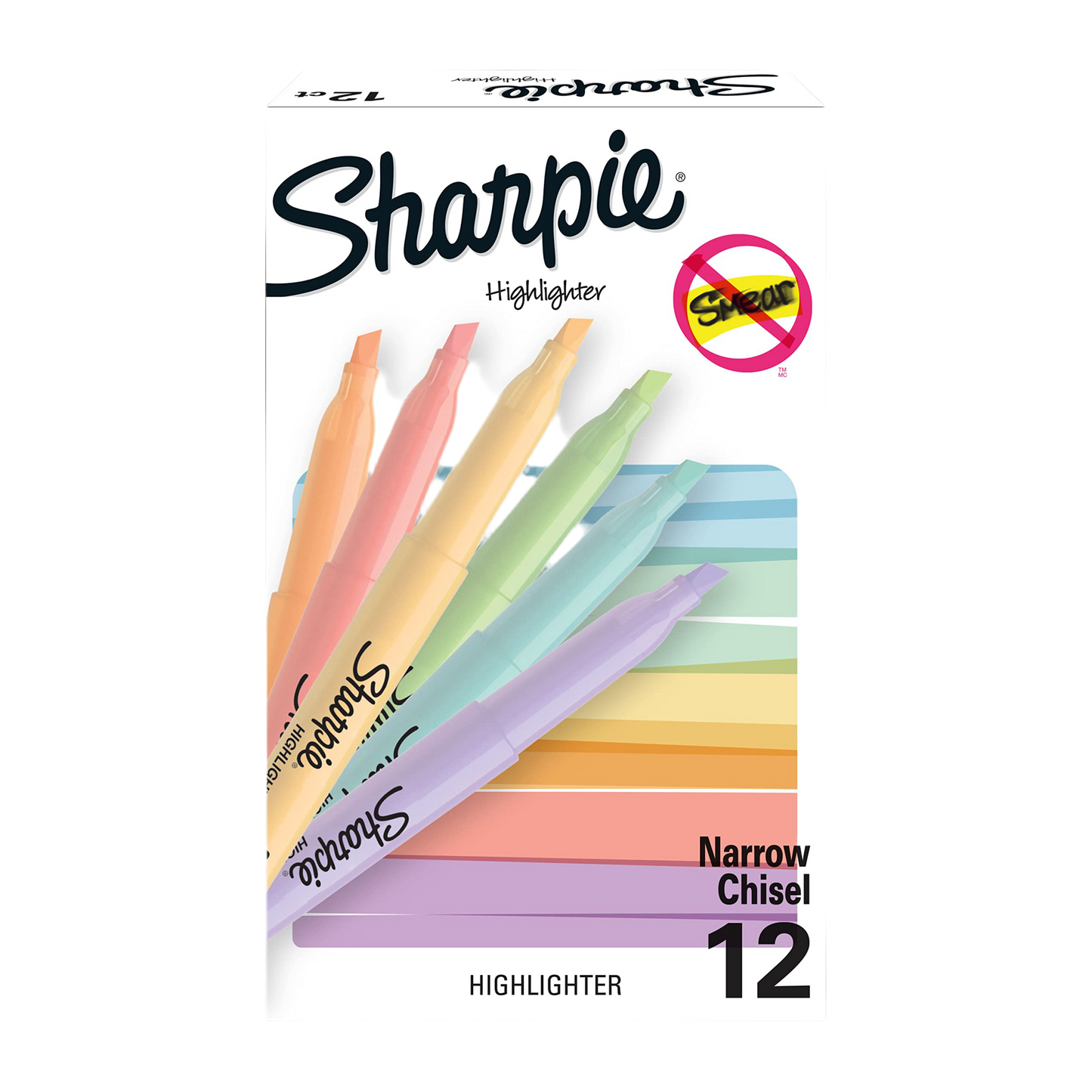 Sharpie Pocket Highlighters, Mild Pastel Colors, Assorted, Chisel Tip, 12 Count - School, Home, and Office Use, Teacher Supplies