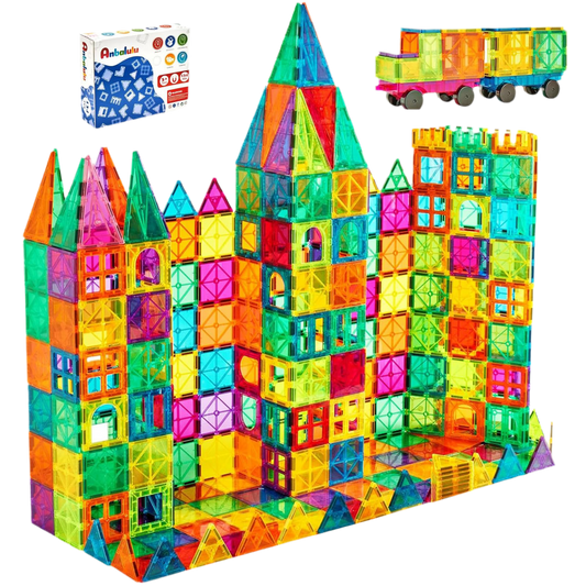 Anbalulu Magnetic Building Tiles, 134PCS Large Magnet Building Set,Magnetic Blocks, 3D STEM Stacking Toys, Magnets Toy for Kids Boys Girls