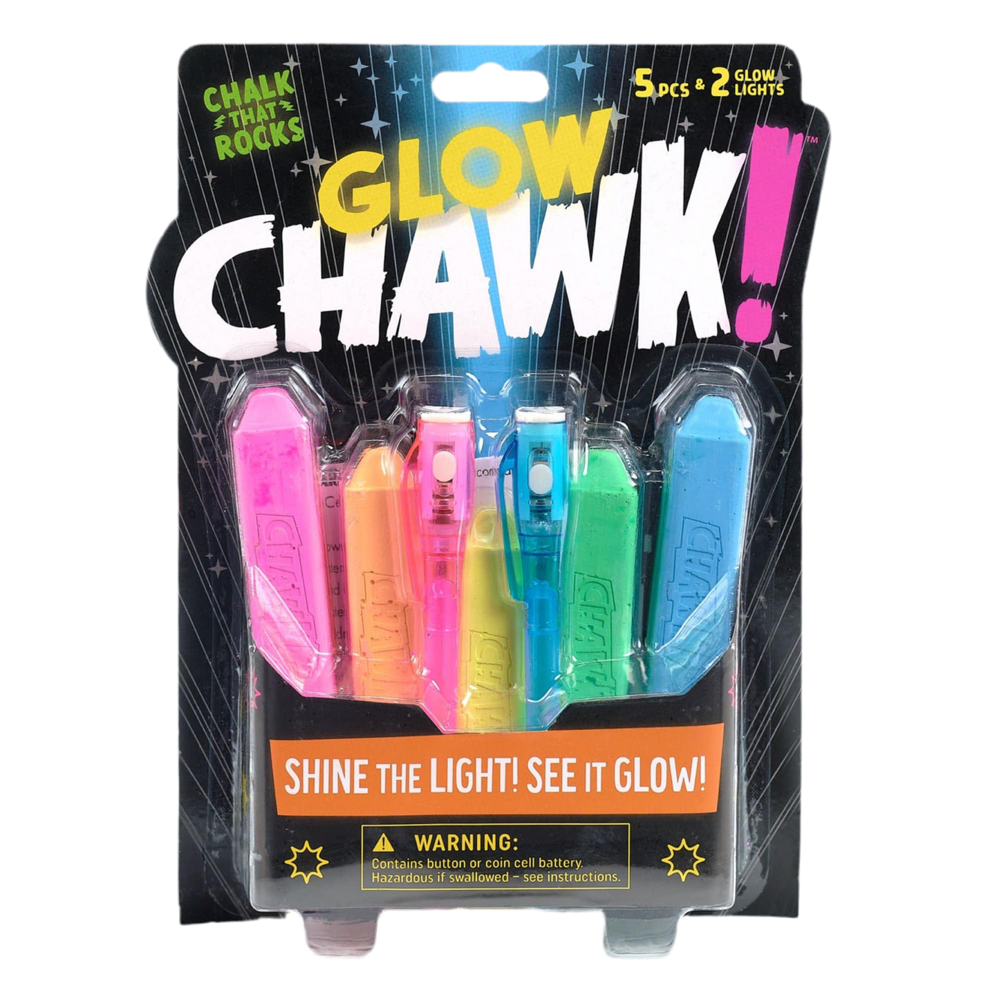 Chuckle & Roar - Glow Chawk! Toy- Outdoor Fun - Great on Any Hard Surface - Glows in the Dark at Night - Ages 4 and Up