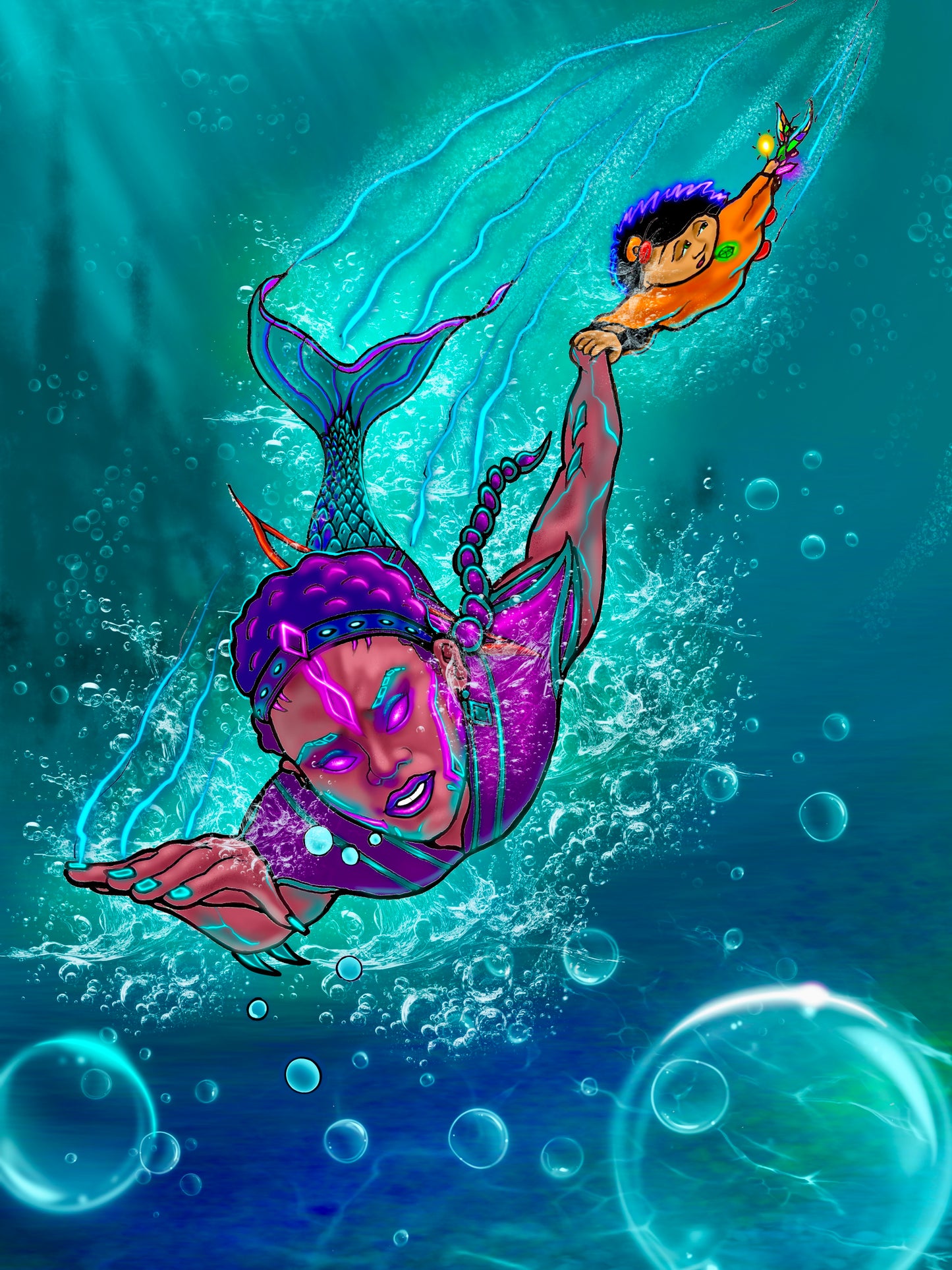 Phebee, Athena, and Sprinkle Rescue Lenticular Magnet 11 x 14 (Phebee, Sprinkle and the Underwater Kingdom)