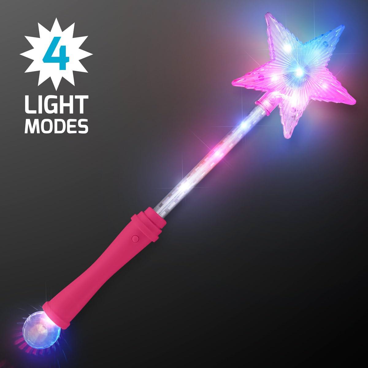 FlashingBlinkyLights Pink Super Star Princess LED Light Up Magic Wand for Kids
