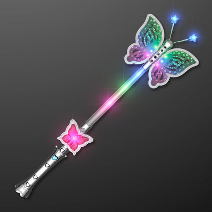FlashingBlinkyLights Light Up LED Pretty Butterfly Fairy Wand for Girls