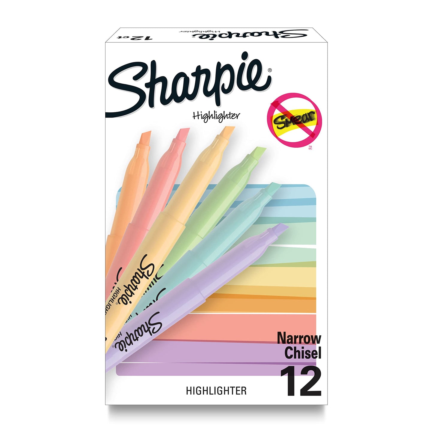 Sharpie Pocket Highlighters, Mild Pastel Colors, Assorted, Chisel Tip, 12 Count - School, Home, and Office Use, Teacher Supplies