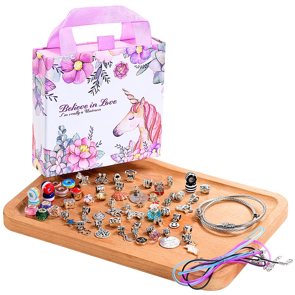COO&KOO Charm Bracelet Making Kit, A Unicorn Girls Toy That Inspires Creativity and Imagination, Crafts for Girls Ages 8-12 with Jewelry Making Kit Perfect Gifts for 6 7 8 9 10 Girl Self-Expression!