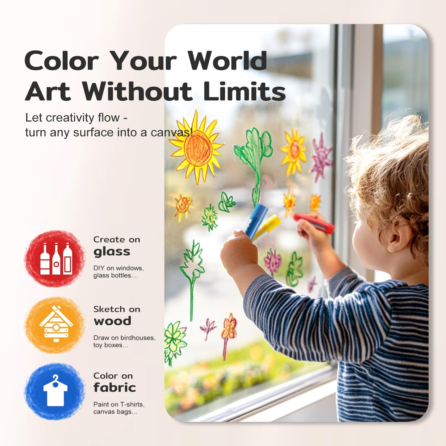 12 Colors Tempera Paint Sticks, No Mess, Quick-Drying & Non-Toxic Art Supplies, Easy-Grip for Toddlers and Kids, Works Great on Paper, Wood, Glass, Canvas, Gifts for Drawing on Various Objects