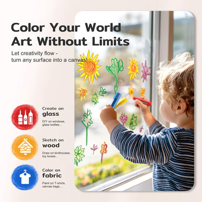 12 Colors Tempera Paint Sticks, No Mess, Quick-Drying & Non-Toxic Art Supplies, Easy-Grip for Toddlers and Kids, Works Great on Paper, Wood, Glass, Canvas, Gifts for Drawing on Various Objects