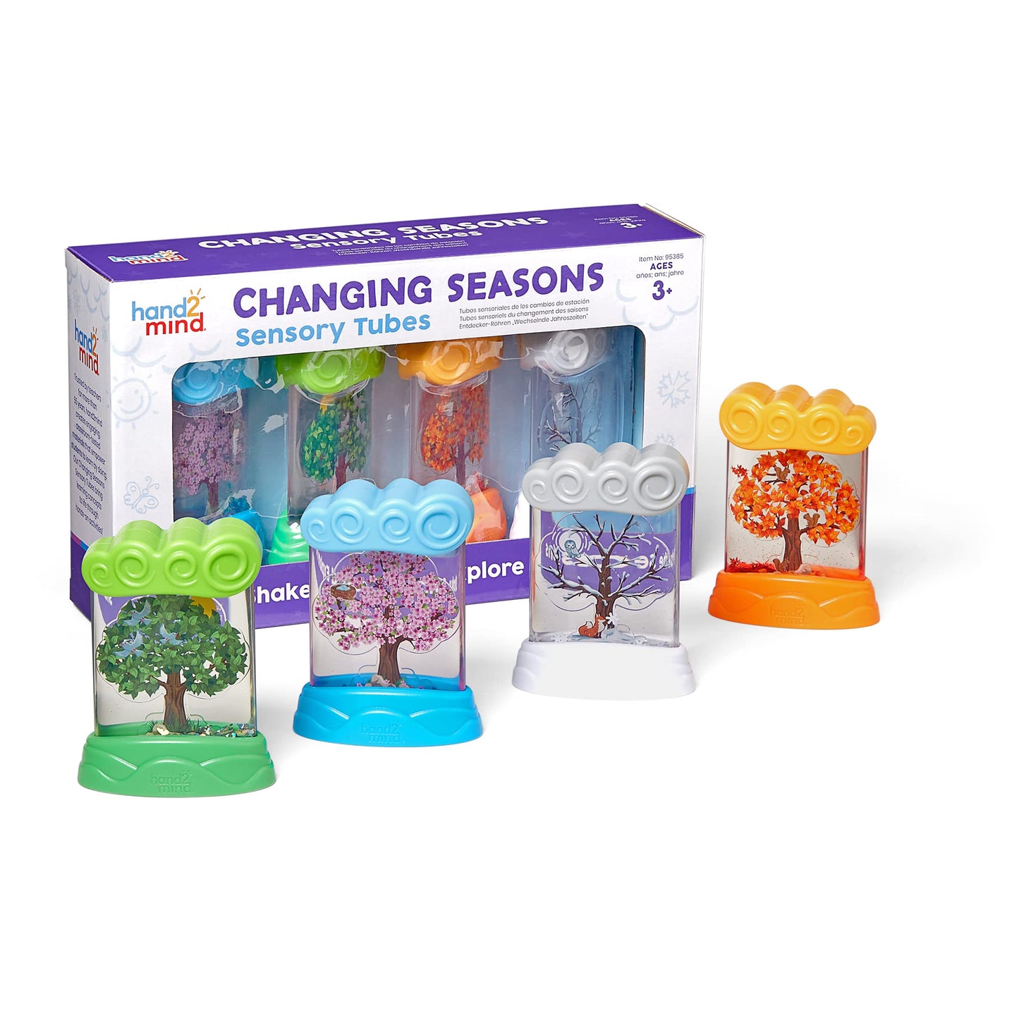 hand2mind Changing Seasons Sensory Tubes, Sensory Fidget Tubes, Learning Weather for Kids, Anxiety Calming Tools, Occupational Therapy Toys, Calm Down Corner Supplies (Set of 4) (95385)
