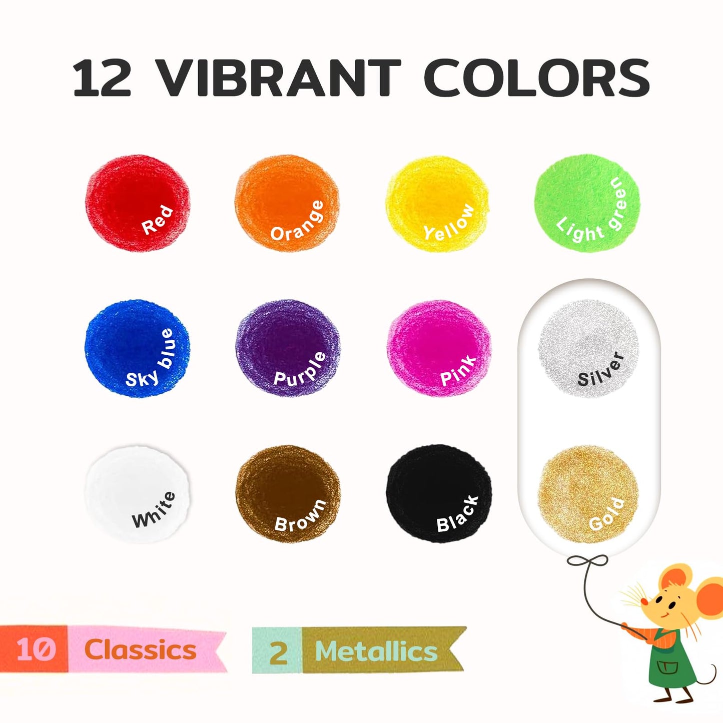 12 Colors Tempera Paint Sticks, No Mess, Quick-Drying & Non-Toxic Art Supplies, Easy-Grip for Toddlers and Kids, Works Great on Paper, Wood, Glass, Canvas, Gifts for Drawing on Various Objects