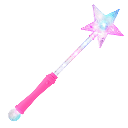 FlashingBlinkyLights Pink Super Star Princess LED Light Up Magic Wand for Kids