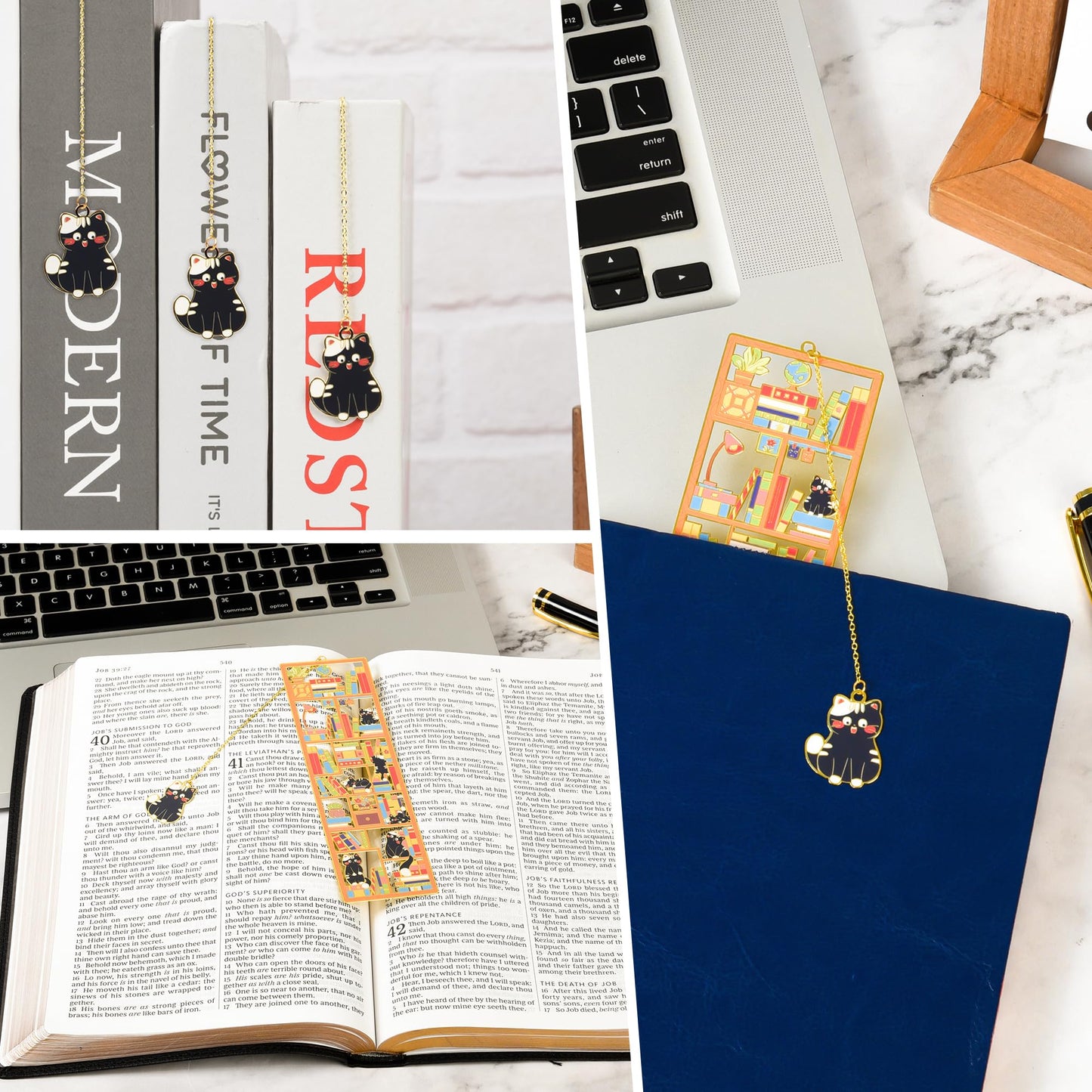 Black Cat Metal Bookmark with Cat Charm and Gift Box, Cat Lover Gifts, Book Lover Gifts, Kitty Bookmarks, Cat Themed Gifts, Gifts for Mothers Day, Teacher, Retirement, Graduation, Women, Reader