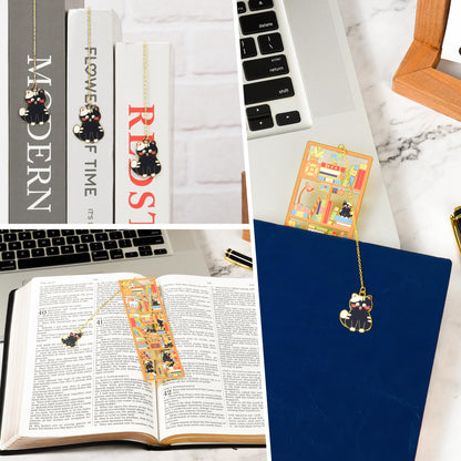 Black Cat Metal Bookmark with Cat Charm and Gift Box, Cat Lover Gifts, Book Lover Gifts, Kitty Bookmarks, Cat Themed Gifts, Gifts for Mothers Day, Teacher, Retirement, Graduation, Women, Reader