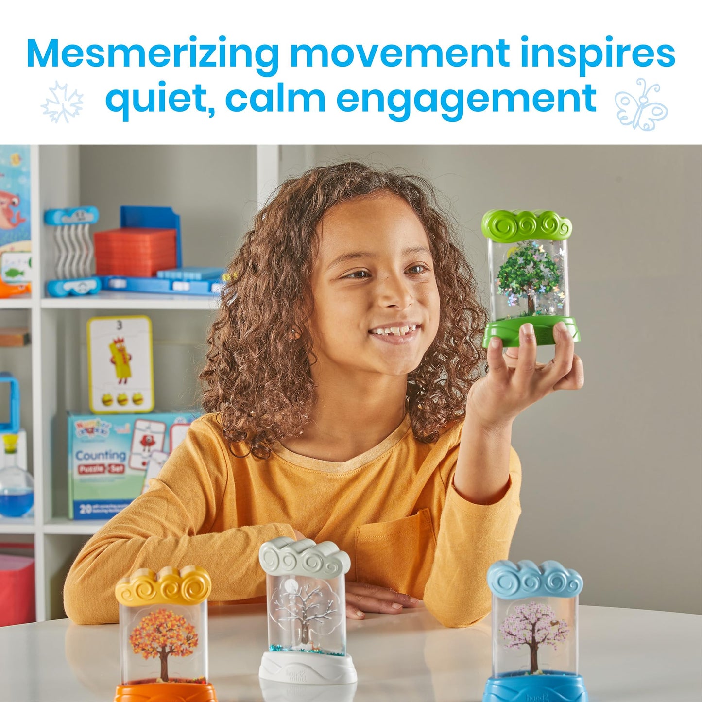 hand2mind Changing Seasons Sensory Tubes, Sensory Fidget Tubes, Learning Weather for Kids, Anxiety Calming Tools, Occupational Therapy Toys, Calm Down Corner Supplies (Set of 4) (95385)