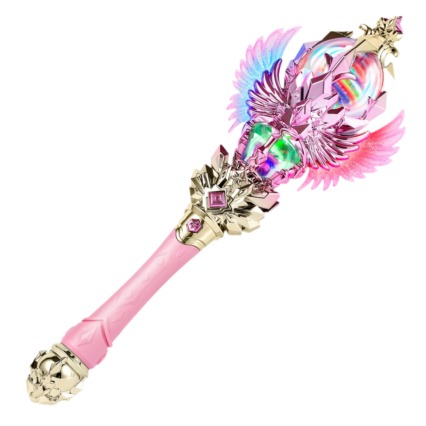 CharmFields Light Up Magic Princess Wand – Dual Lights, Spinning LEDs with Sound, Snowflake Fairy Wand for Dress-Up, Cosplay, Birthday Gift for Kids, Pink Toy