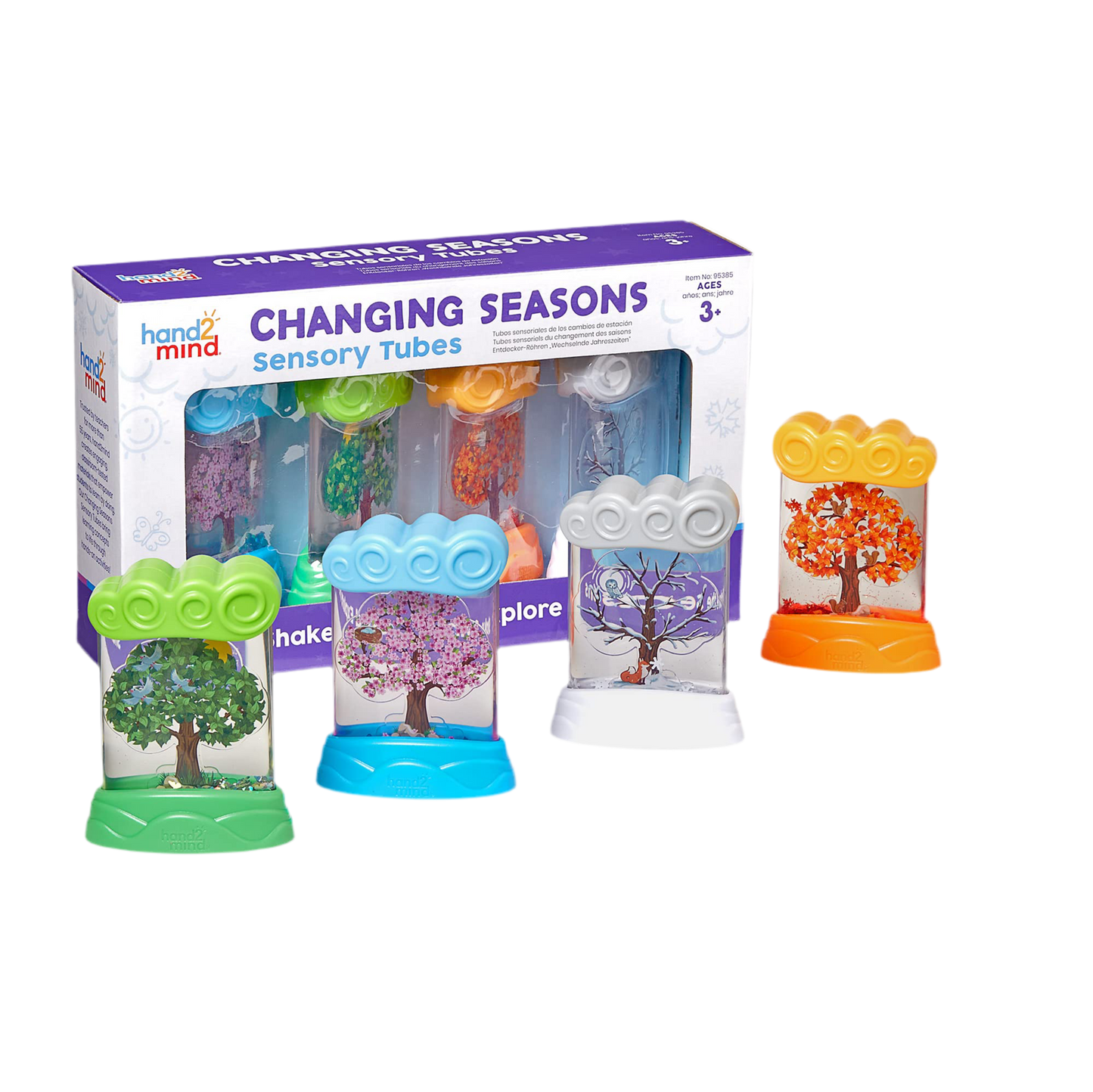 hand2mind Changing Seasons Sensory Tubes, Sensory Fidget Tubes, Learning Weather for Kids, Anxiety Calming Tools, Occupational Therapy Toys, Calm Down Corner Supplies (Set of 4) (95385)