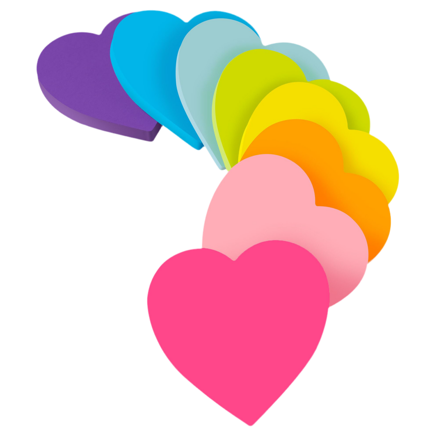 Heart Sticky Notes 3x3 in, 8 Pads, Super Cute Bright Color Strong Adhesive Post, Clean Removal, 82 Sheets/pad
