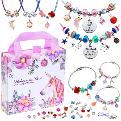 COO&KOO Charm Bracelet Making Kit, A Unicorn Girls Toy That Inspires Creativity and Imagination, Crafts for Girls Ages 8-12 with Jewelry Making Kit Perfect Gifts for 6 7 8 9 10 Girl Self-Expression!