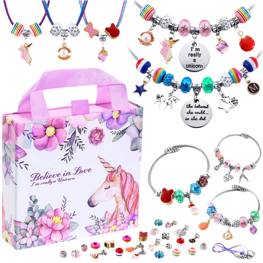 COO&KOO Charm Bracelet Making Kit, A Unicorn Girls Toy That Inspires Creativity and Imagination, Crafts for Girls Ages 8-12 with Jewelry Making Kit Perfect Gifts for 6 7 8 9 10 Girl Self-Expression!