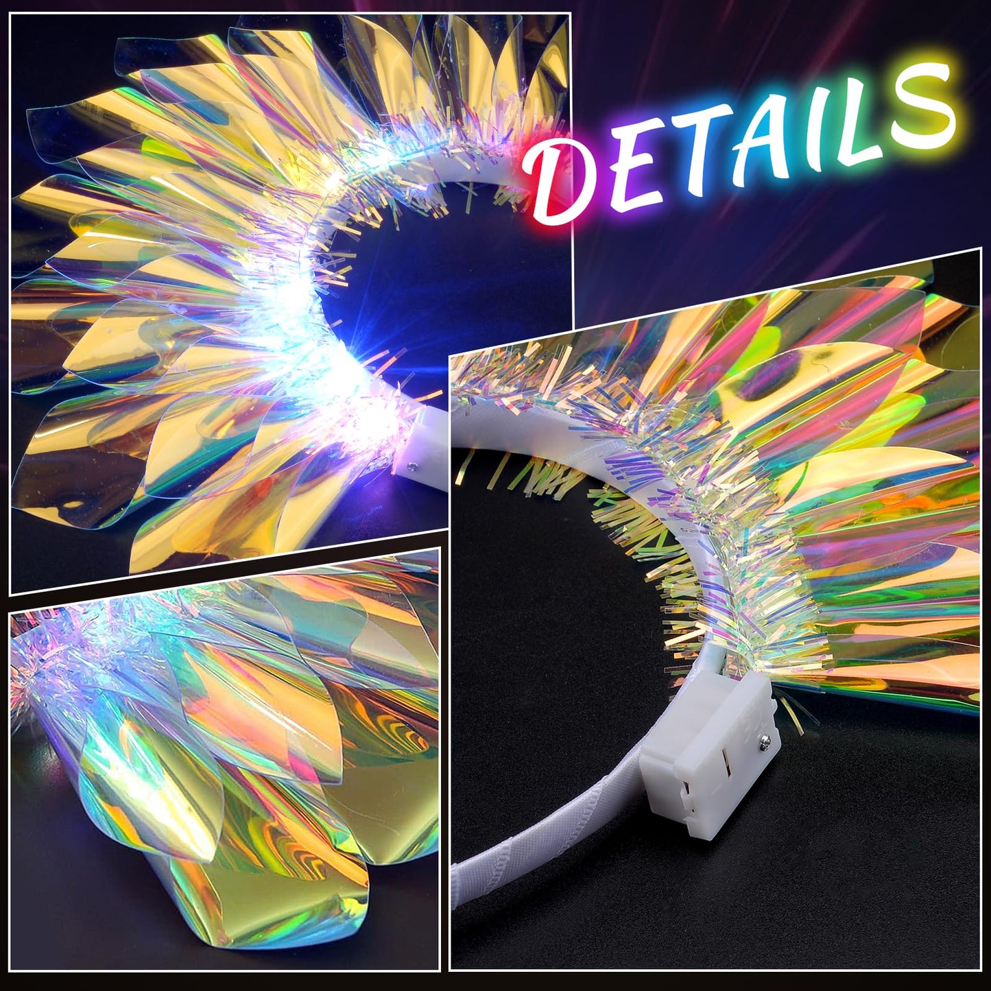 LED Headband Light Up Headband, Glow In The Dark Party Supplies, Glow Party Crown Hair Accessories for Women & Girls, Glow In The Dark Flashing Hair Band for Raves, Concerts, Halloween, Christmas