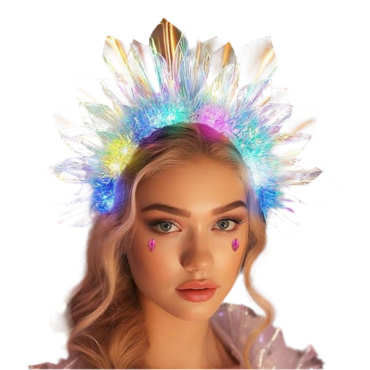 LED Headband Light Up Headband, Glow In The Dark Party Supplies, Glow Party Crown Hair Accessories for Women & Girls, Glow In The Dark Flashing Hair Band for Raves, Concerts, Halloween, Christmas