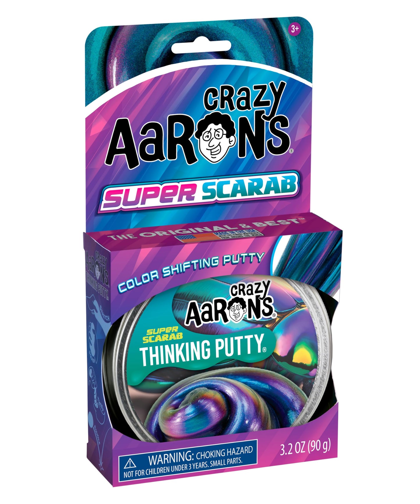Crazy Aaron's Thinking Putty - Super Scarab - Multi-Color Sensory Putty for Kids and Grown ups in a 4" Tin - Creative and Endless Fun, Stress Relief Therapy Toys, Never Dries Out - Made in USA