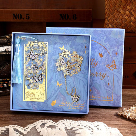 icceemee Butterfly Flower Theme Pretty Book Marks Set for Reading Women, Cute Book Markers for Writers, Kids, Teens, Men Readers, Reading Accessories Gifts for Book Lovers (Blue)