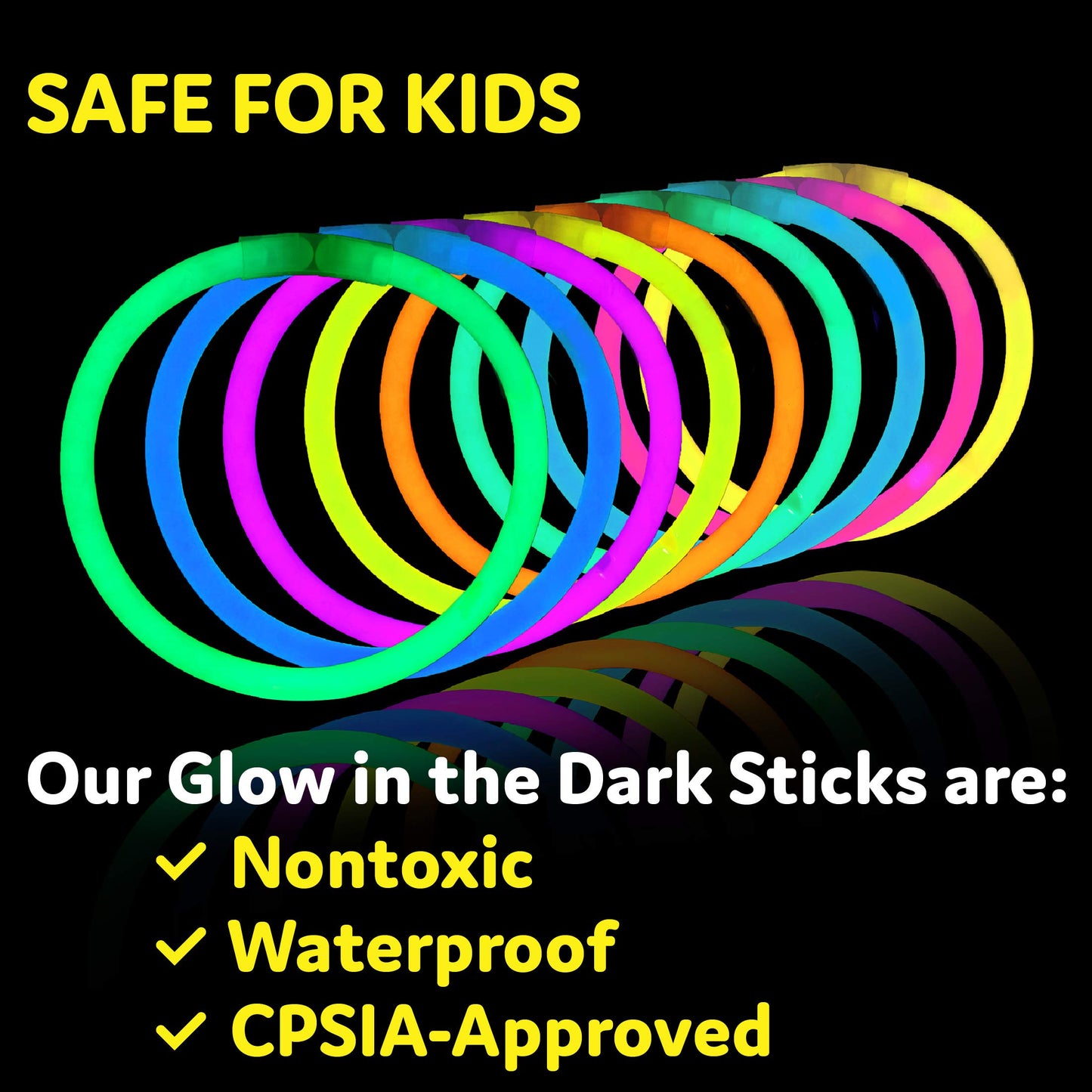 PartySticks Glow Sticks Party Supplies 100pk - 8 Inch Glow in the Dark Light Up Sticks Party Favors, Glow Decorations, Neon Party Glow Necklaces and Glow Bracelets with Connectors