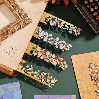 4pcs Metal Bookmarks, Butterfly Flower Theme Pretty Book Marks for Reading Women, Cute Book Markers for Writers, Kids, Teens, Men Readers, Reading Accessories Gifts for Book Lovers