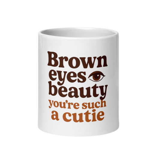 Brown eyes beauty White glossy mug