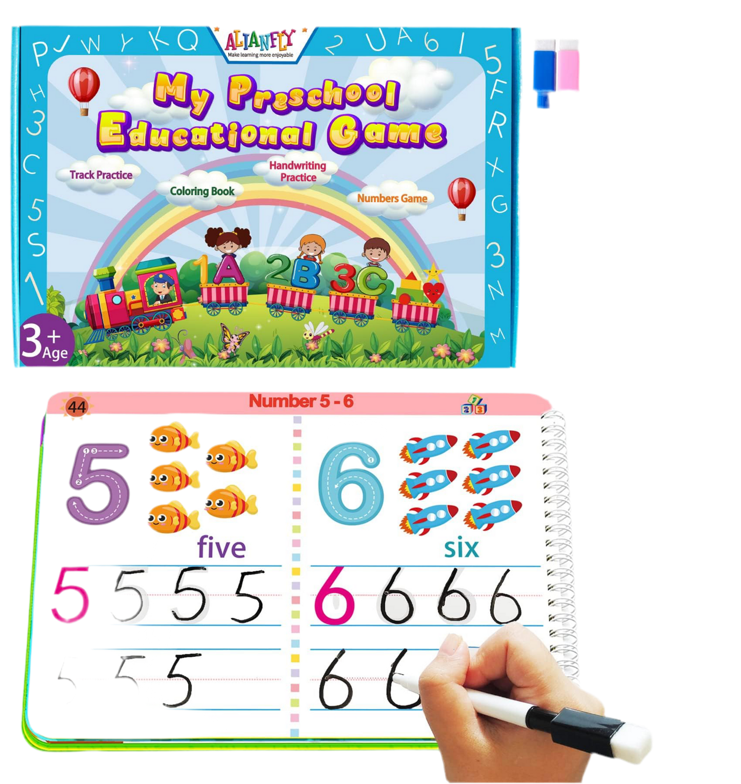 ALIANFLY Preschool Learning Activities Educational Workbook - Toddler Prek Montessori Handwriting Practice Activity Tracing Toys Busy Book for Kids, Autism Learning Materials and ABC Learning Book