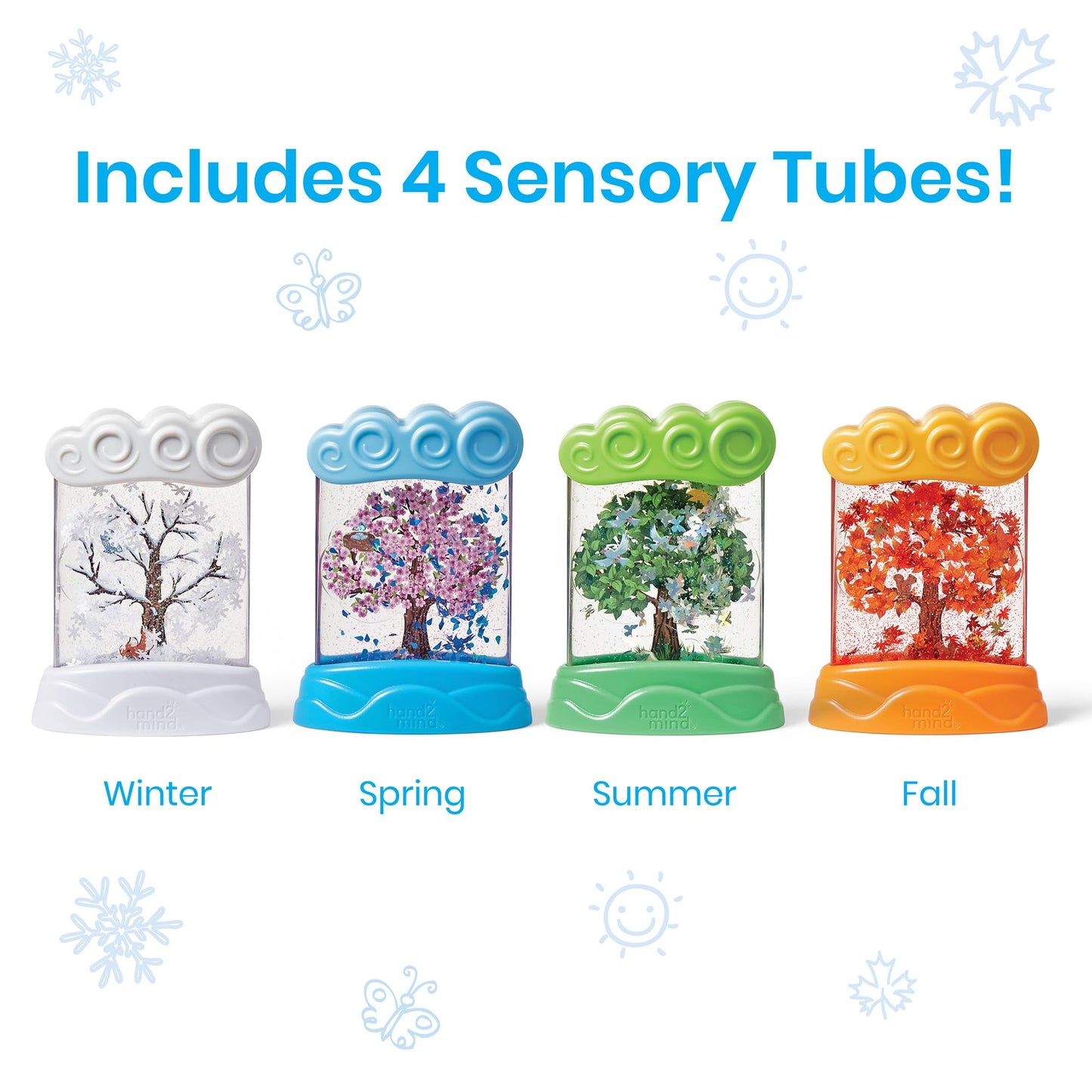 hand2mind Changing Seasons Sensory Tubes, Sensory Fidget Tubes, Learning Weather for Kids, Anxiety Calming Tools, Occupational Therapy Toys, Calm Down Corner Supplies (Set of 4) (95385)