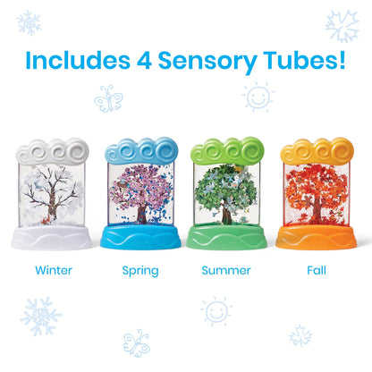 hand2mind Changing Seasons Sensory Tubes, Sensory Fidget Tubes, Learning Weather for Kids, Anxiety Calming Tools, Occupational Therapy Toys, Calm Down Corner Supplies (Set of 4) (95385)
