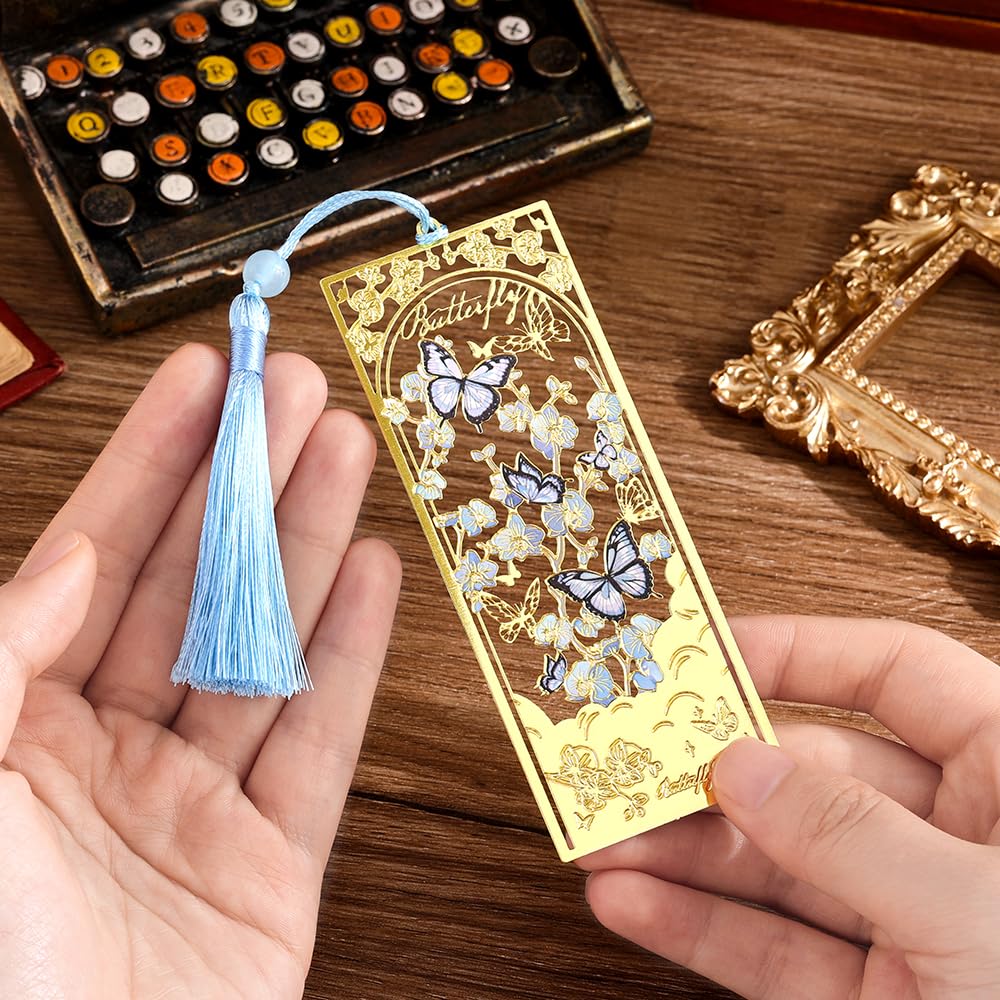 icceemee Butterfly Flower Theme Pretty Book Marks Set for Reading Women, Cute Book Markers for Writers, Kids, Teens, Men Readers, Reading Accessories Gifts for Book Lovers (Blue)