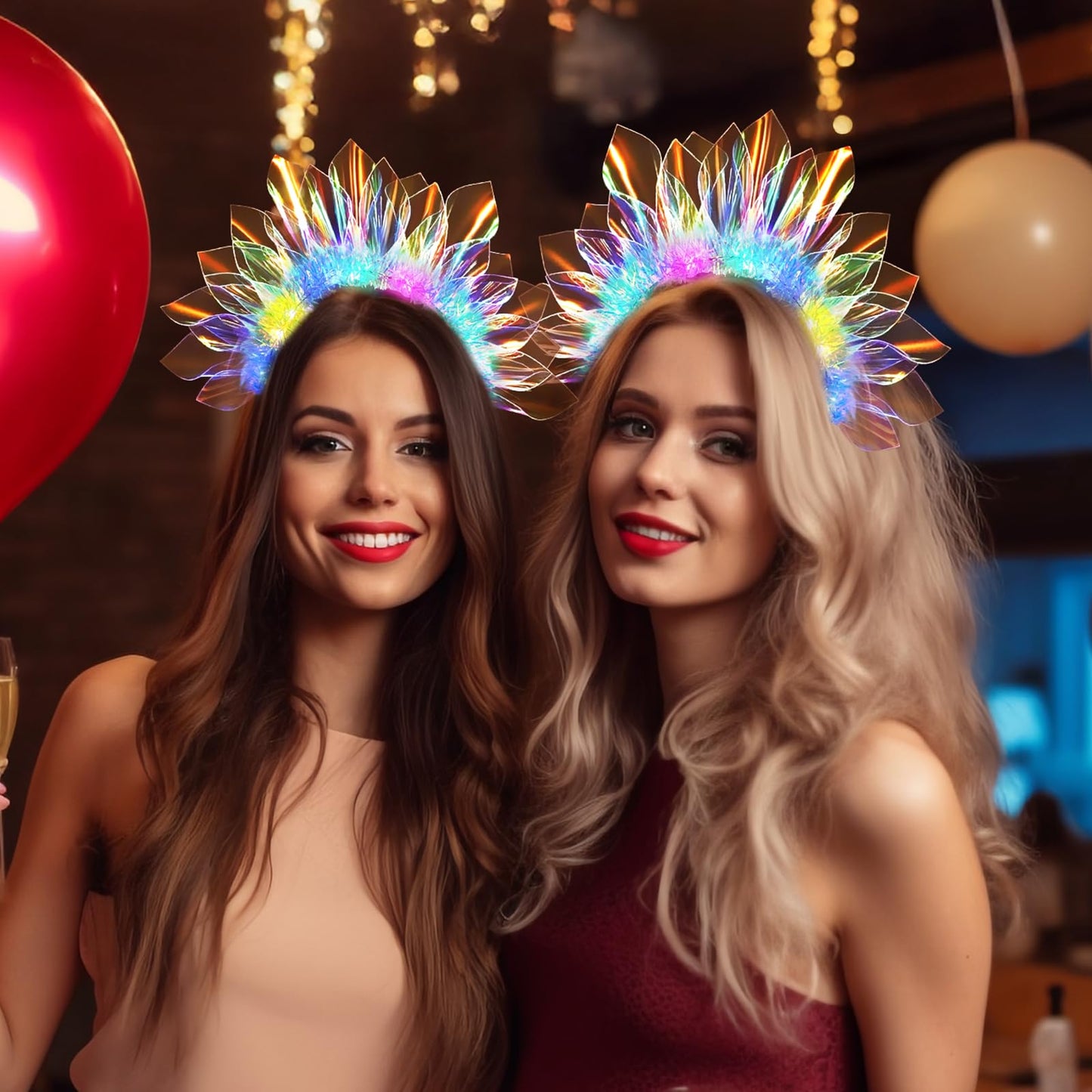 LED Headband Light Up Headband, Glow In The Dark Party Supplies, Glow Party Crown Hair Accessories for Women & Girls, Glow In The Dark Flashing Hair Band for Raves, Concerts, Halloween, Christmas