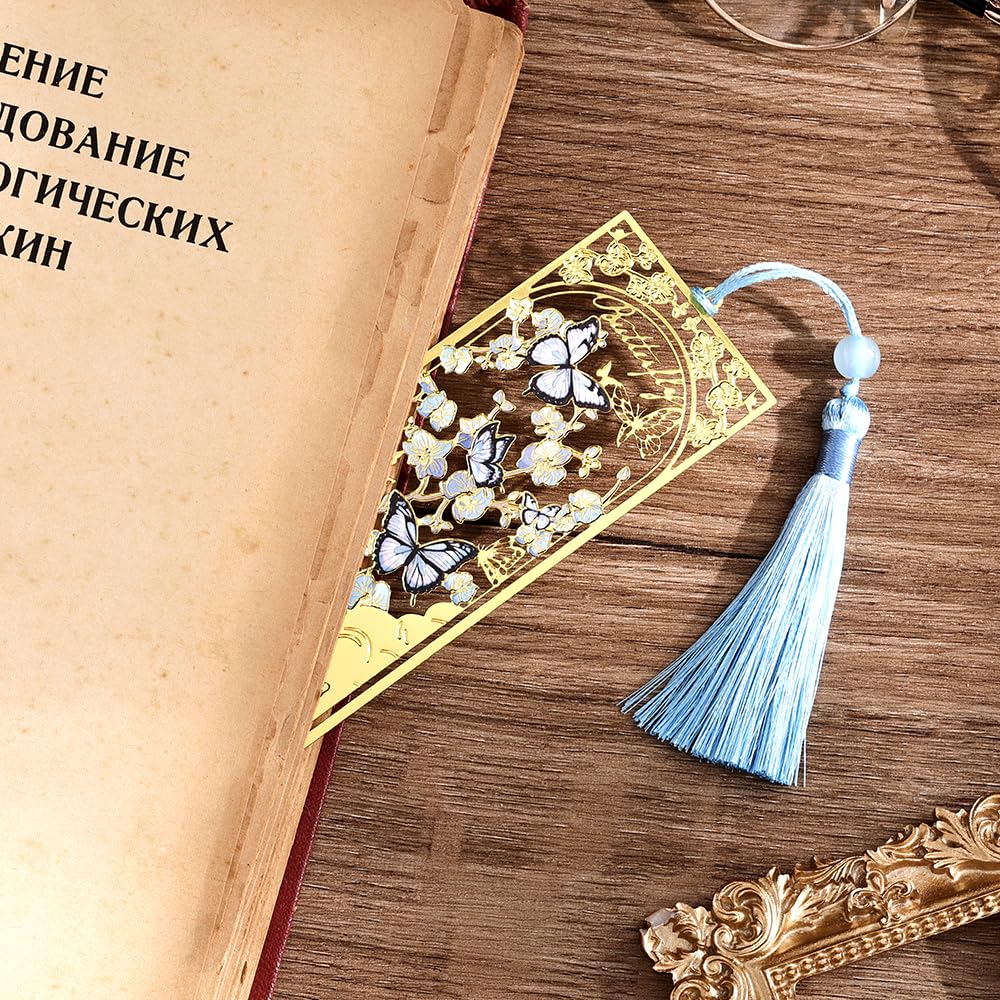 icceemee Butterfly Flower Theme Pretty Book Marks Set for Reading Women, Cute Book Markers for Writers, Kids, Teens, Men Readers, Reading Accessories Gifts for Book Lovers (Blue)