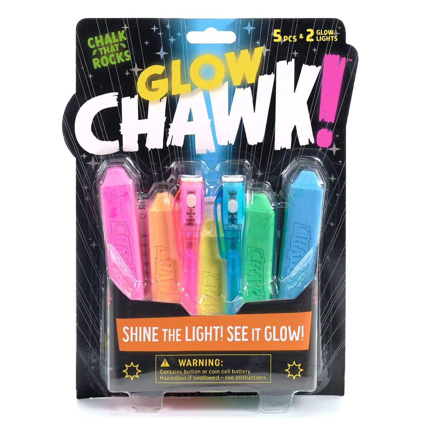 Chuckle & Roar - Glow Chawk! Toy- Outdoor Fun - Great on Any Hard Surface - Glows in the Dark at Night - Ages 4 and Up