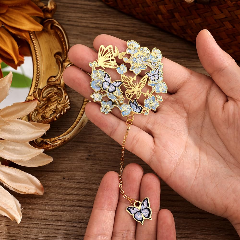 icceemee Butterfly Flower Theme Pretty Book Marks Set for Reading Women, Cute Book Markers for Writers, Kids, Teens, Men Readers, Reading Accessories Gifts for Book Lovers (Blue)