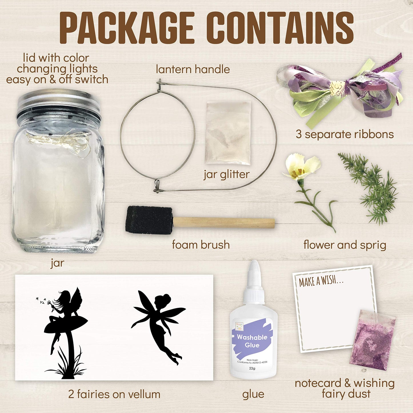 Hapinest DIY Fairy Lantern Night Light Kit, Fairy Lantern Craft Kit, Fairy Jar Glitter & Color-Changing Lights, Fairy Craft Arts Fairy Gifts for Girls, Fairy Toys for Girls Age 6-8 8-12 Years Old & Up