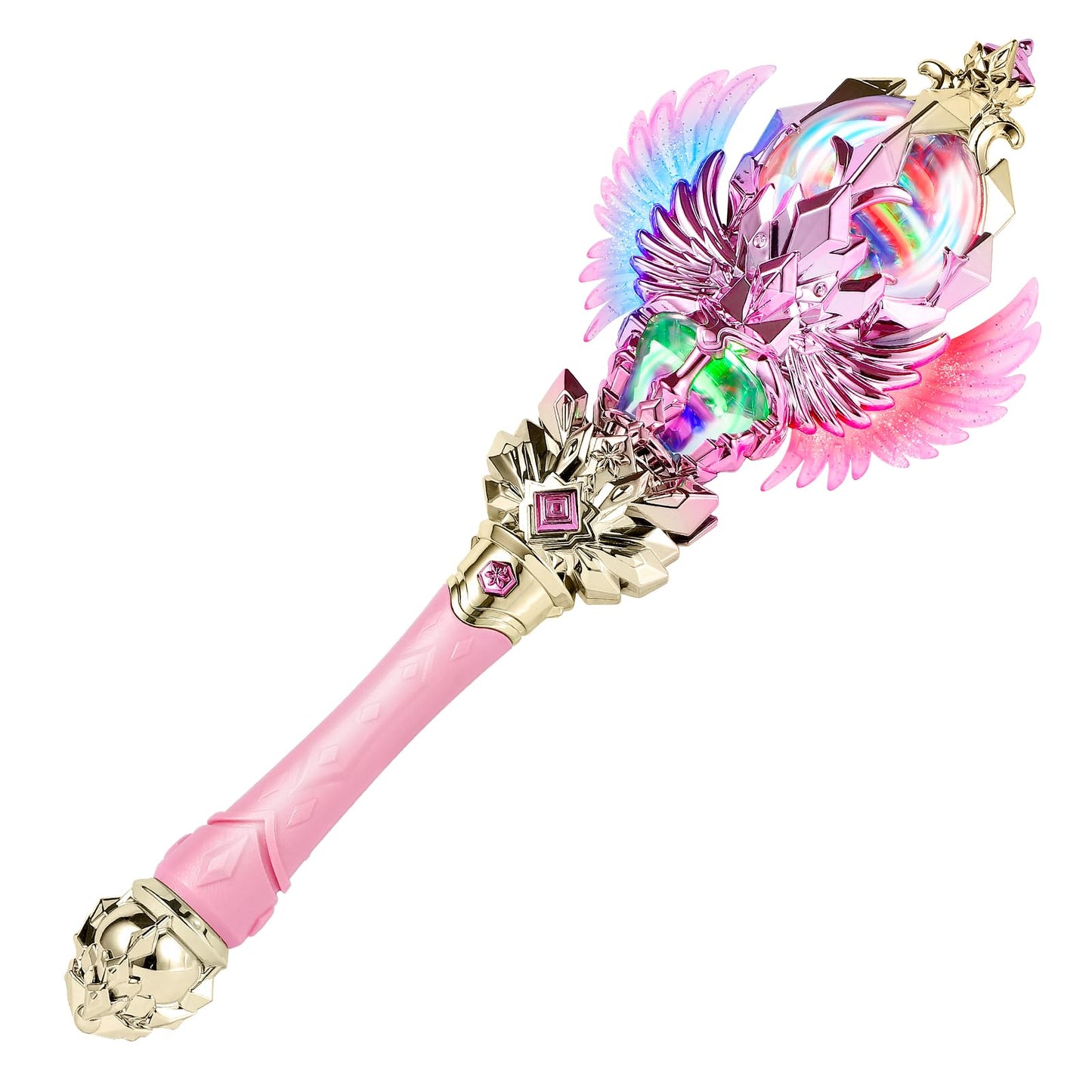 CharmFields Light Up Magic Princess Wand – Dual Lights, Spinning LEDs with Sound, Snowflake Fairy Wand for Dress-Up, Cosplay, Birthday Gift for Kids, Pink Toy