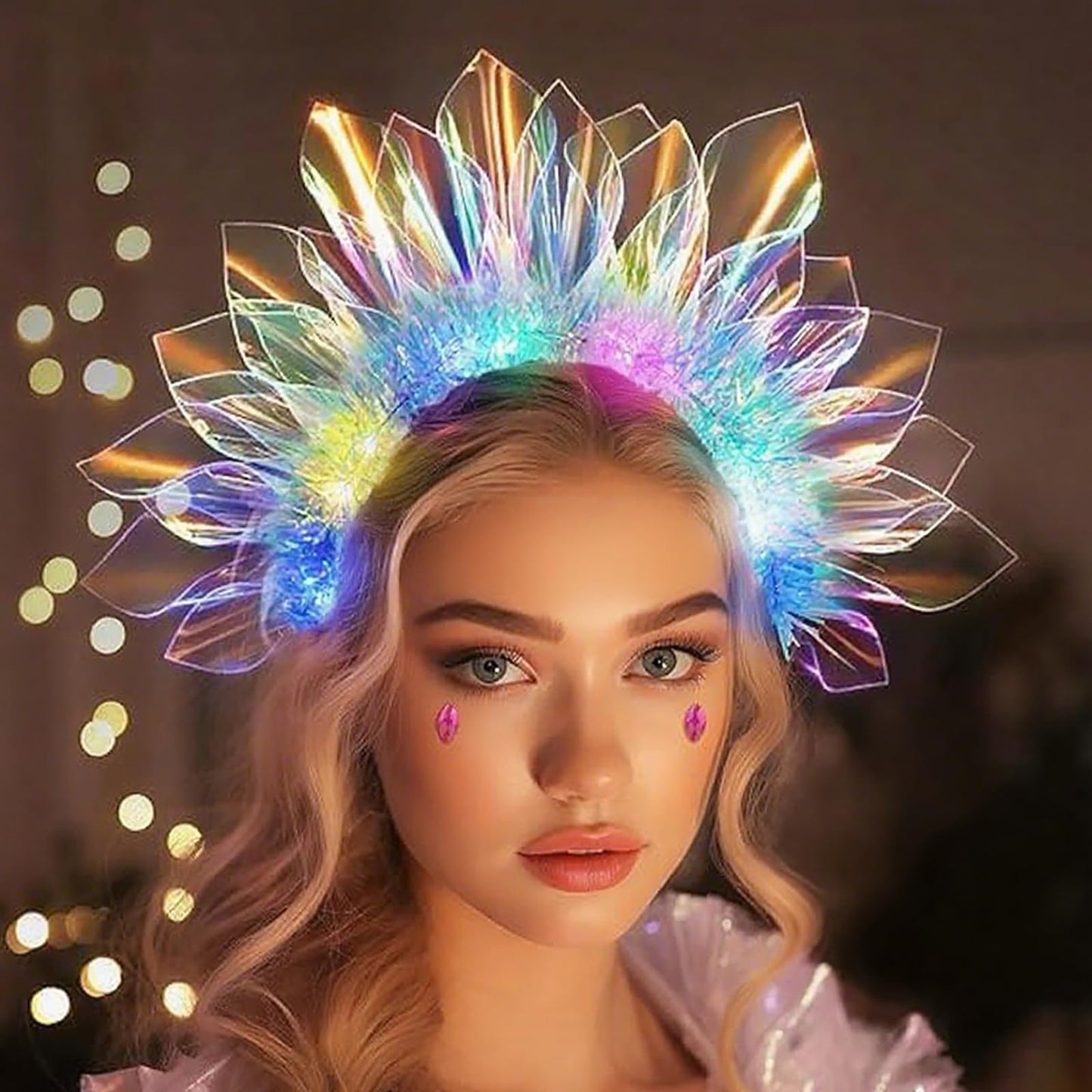 LED Headband Light Up Headband, Glow In The Dark Party Supplies, Glow Party Crown Hair Accessories for Women & Girls, Glow In The Dark Flashing Hair Band for Raves, Concerts, Halloween, Christmas