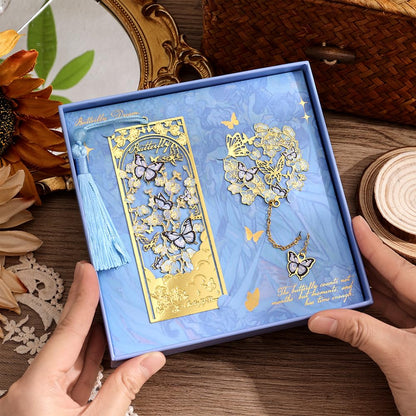 icceemee Butterfly Flower Theme Pretty Book Marks Set for Reading Women, Cute Book Markers for Writers, Kids, Teens, Men Readers, Reading Accessories Gifts for Book Lovers (Blue)