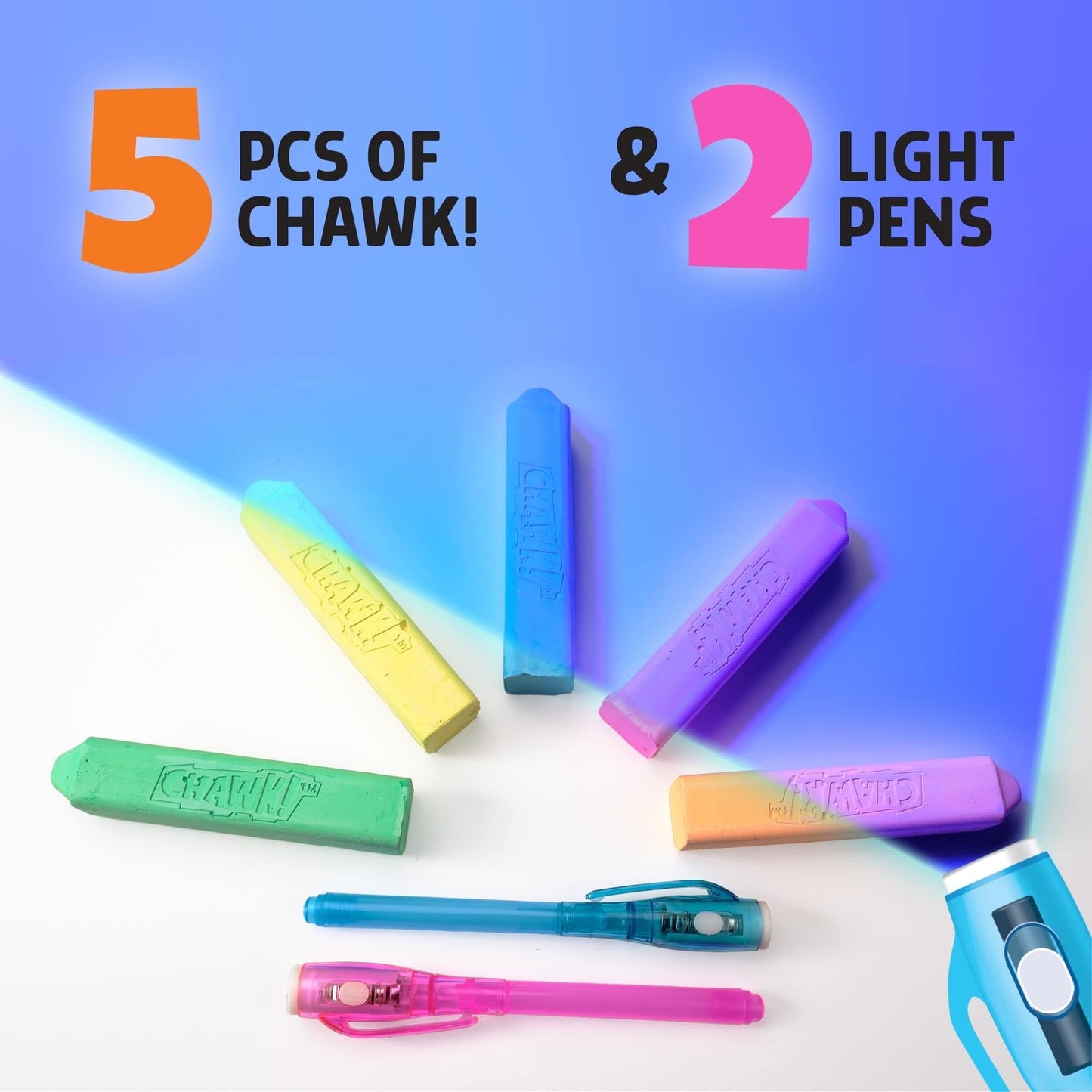 Chuckle & Roar - Glow Chawk! Toy- Outdoor Fun - Great on Any Hard Surface - Glows in the Dark at Night - Ages 4 and Up