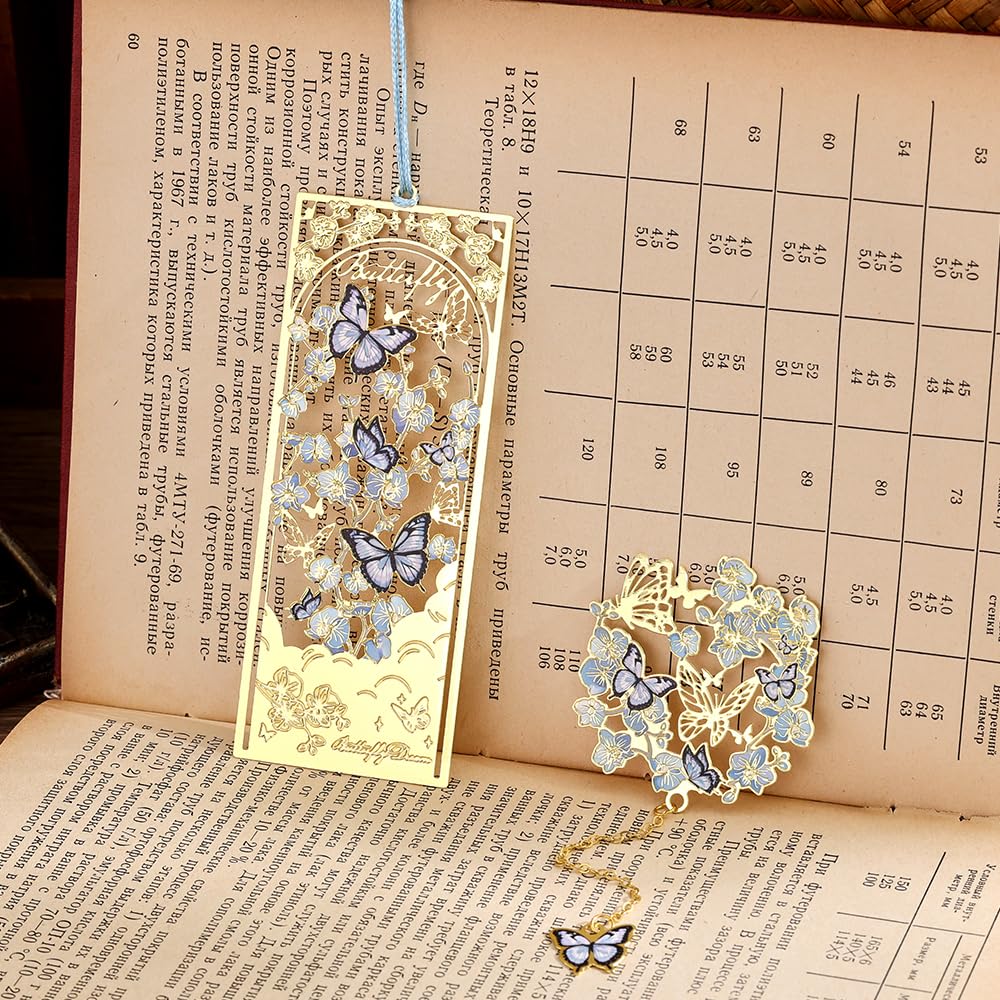 icceemee Butterfly Flower Theme Pretty Book Marks Set for Reading Women, Cute Book Markers for Writers, Kids, Teens, Men Readers, Reading Accessories Gifts for Book Lovers (Blue)