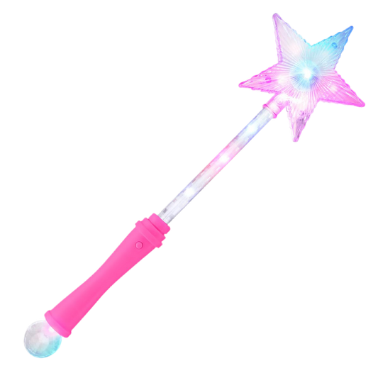 FlashingBlinkyLights Pink Super Star Princess LED Light Up Magic Wand for Kids