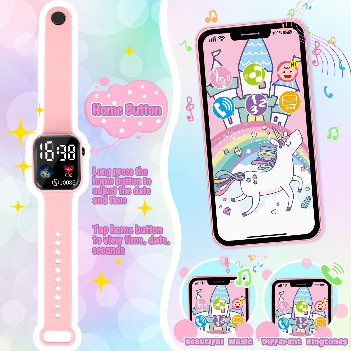 Oisacirg Play Purse for Little Girls, 32PCS Toddler Purse with Pretend Makeup for Kids, Princess Toys Includes Handbag, Phone, Wristwatch, Silk Scarf Kids Toy Purse Birthday Gift for Girls 3 4 5 6 +